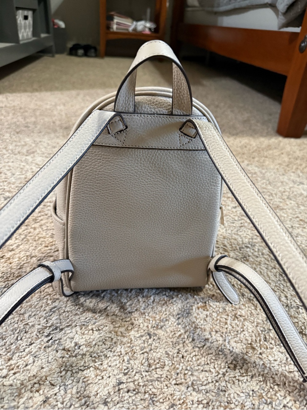 kate spade Pebbled Leather Mini Backpack — Light Cream - Picture 2 of 9